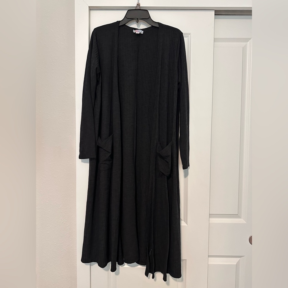 LulaRoe long black light sweater cardigan with front pockets